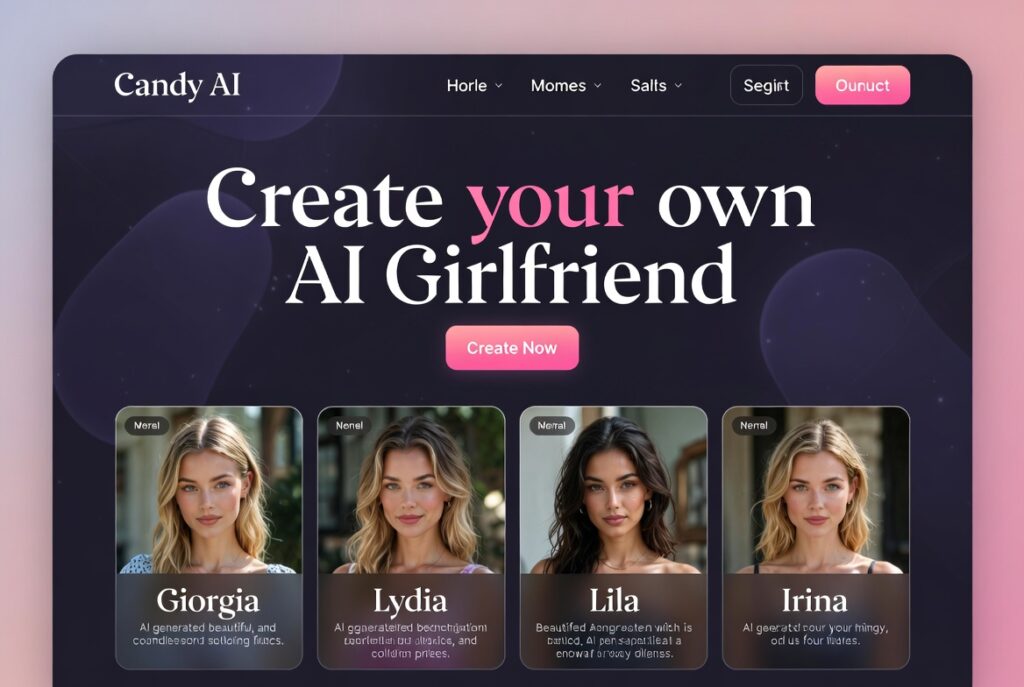 Candy AI website homepage – create your own AI girlfriend characters 2026